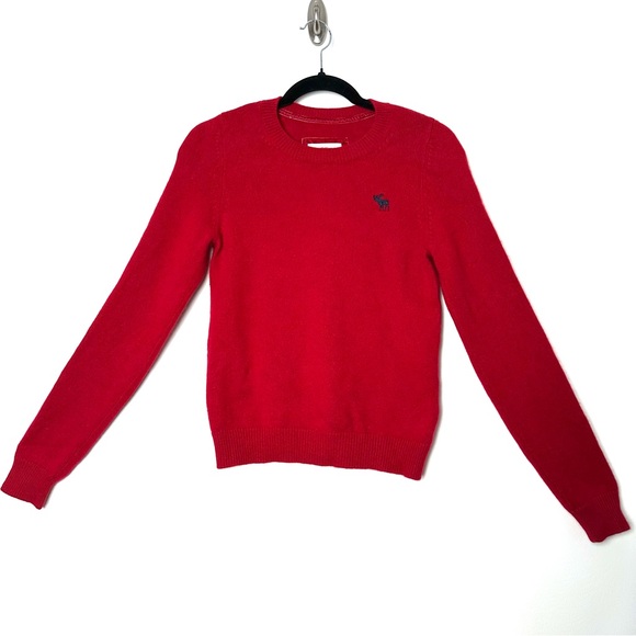 Abercrombie & Fitch Sweaters - Vintage Abercrombie & Fitch 100% Cashmere Red Embroidered Moose Crewneck Sweater